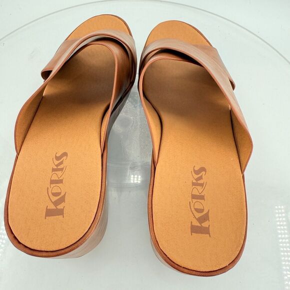 Korks Kork Ease Brown Vegan Madera Platform Chunky Slip On Wedge Slide 11M - Picture 9 of 13